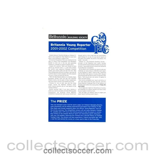 2001 - Britania Young Reporter 2001-2002 Competition form