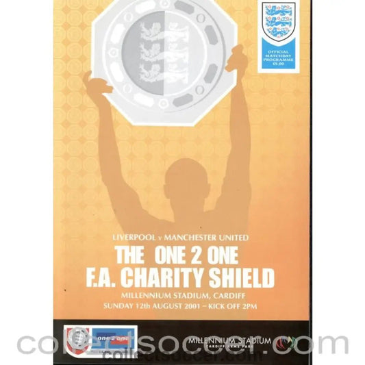 2001 Charity Shield Programme Liverpool v Manchester United - Collect Soccer
