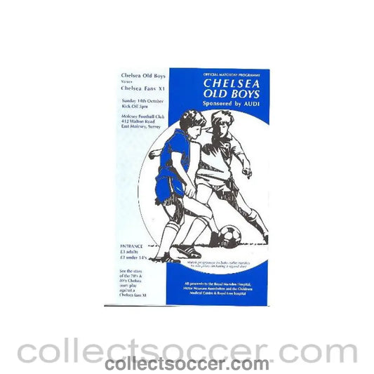2001 - Chelsea Old Boys vChelsea Fans XI official programme 14/10/2001