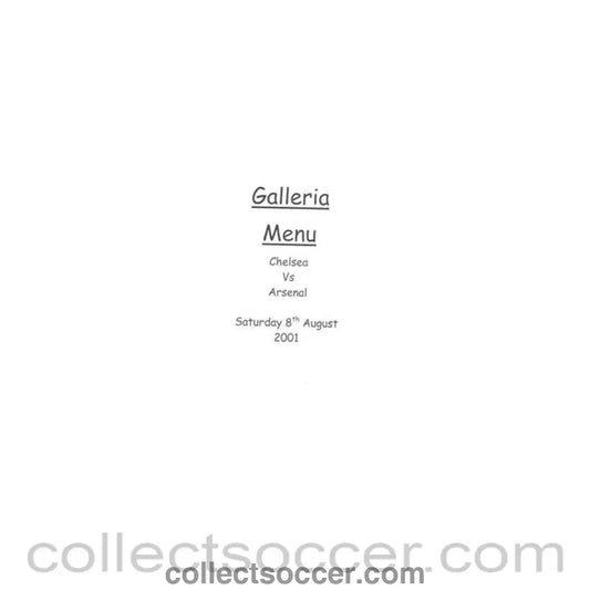2001 - Chelsea v Arsenal Galleria menu 08/08/2001