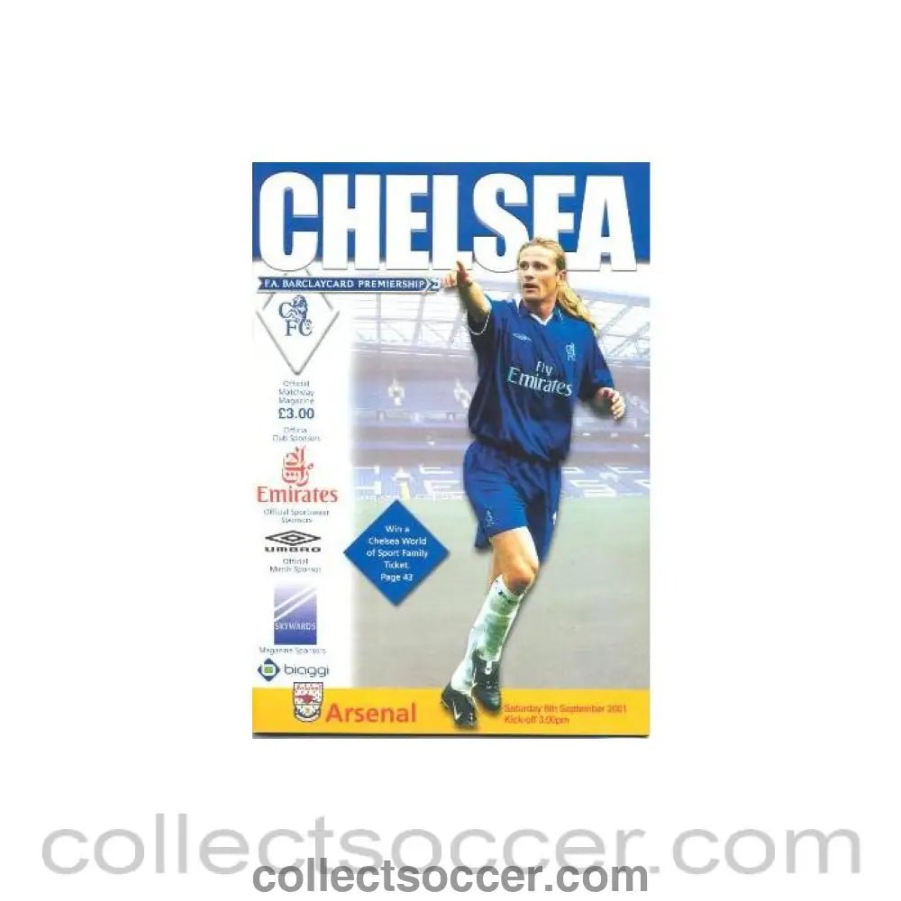 2001 - Chelsea v Arsenal programme 08/09/2001 Premier League - Collect Soccer