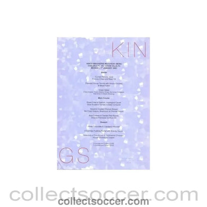 2001 - Chelsea v Aston Villa Kings Brasserie menu 01/01/2001 - Collect Soccer