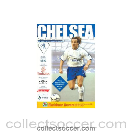 2001 - Chelsea v Blackburn Rovers official programme 24/11/2001 Premier League