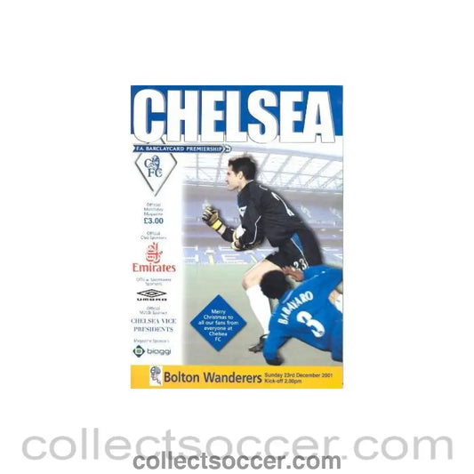 2001 - Chelsea v Bolton Wanderers official programme 23/12/2001 Premier League