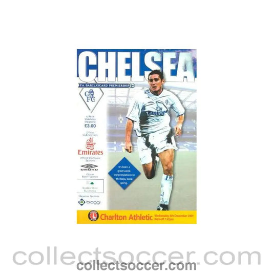 2001 - Chelsea v Charlton Athletic official programme 05/12/2001 Premier League