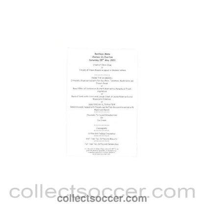 2001 - Chelsea v Everton Bentleys menu 05/05/2001 without cover