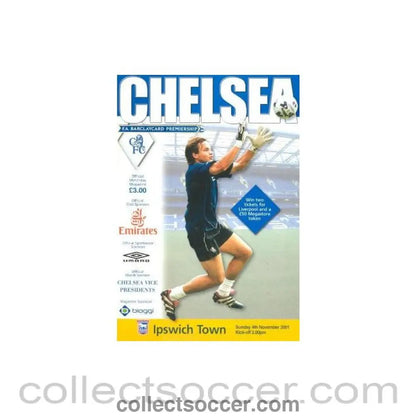 2001 - Chelsea v Ipswich Town official programme 04/11/2001 Premier League - Collect Soccer