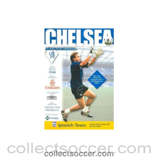 2001 - Chelsea v Ipswich Town official programme 04/11/2001 Premier League
