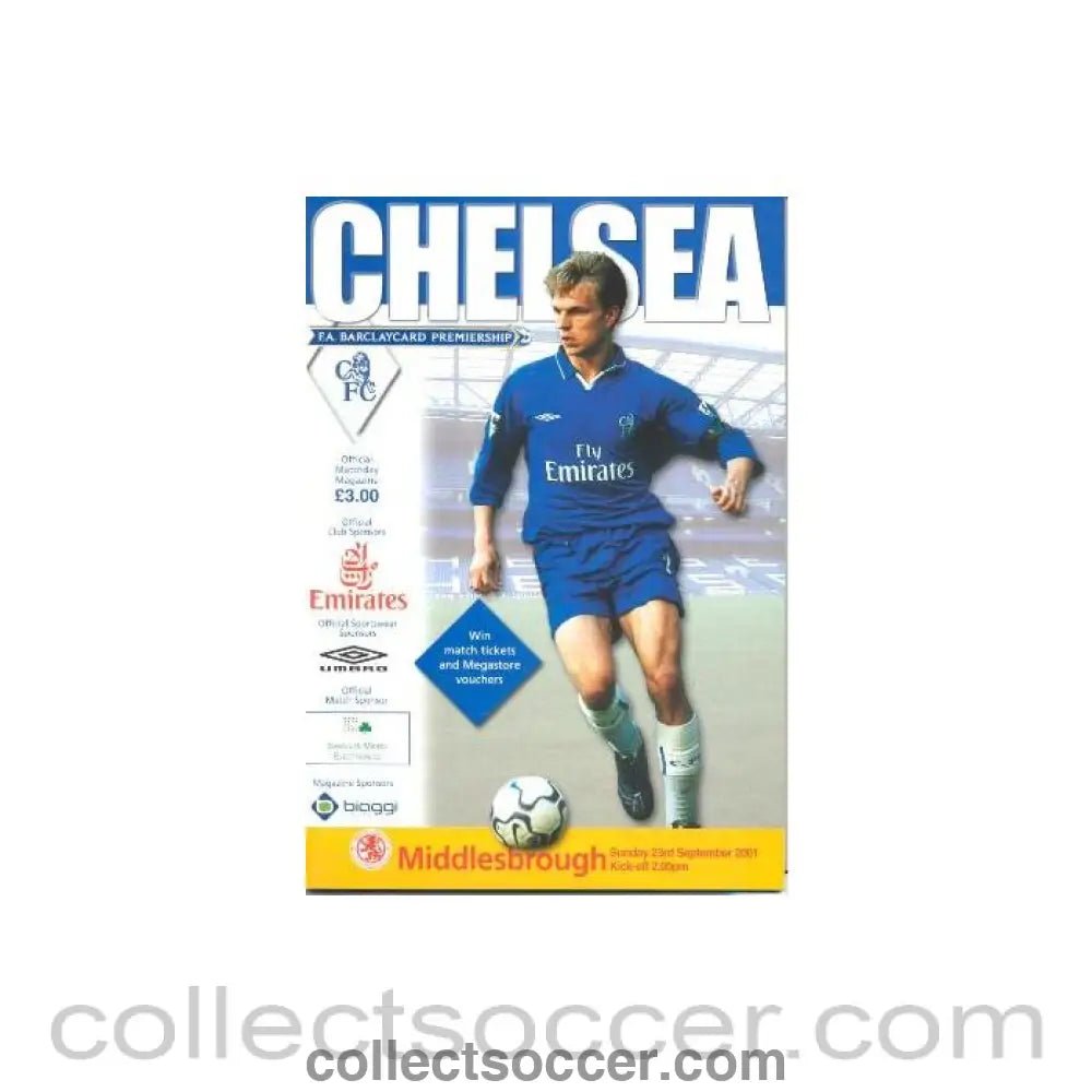 2001 - Chelsea v Middlesbrough official programme 23/09/2001 - Collect Soccer