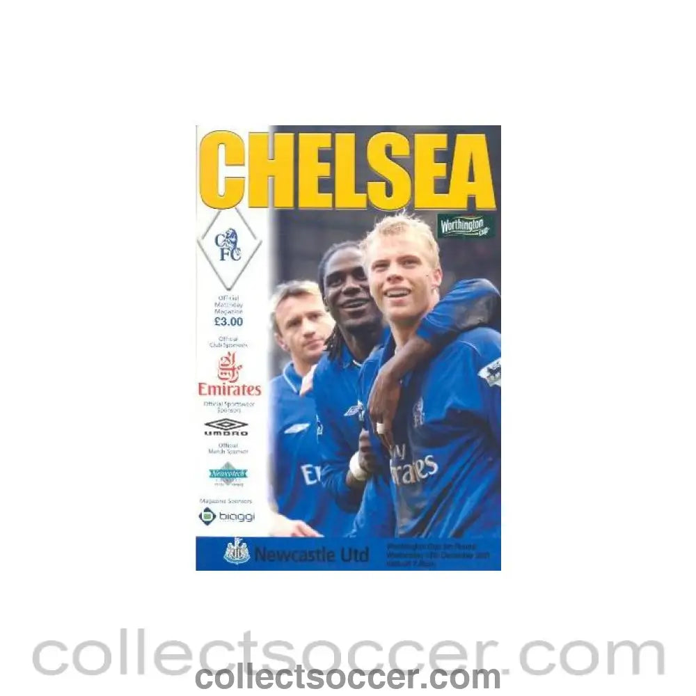 2001 - Chelsea v Newcastle United official programme 12/12/2001 League Cup