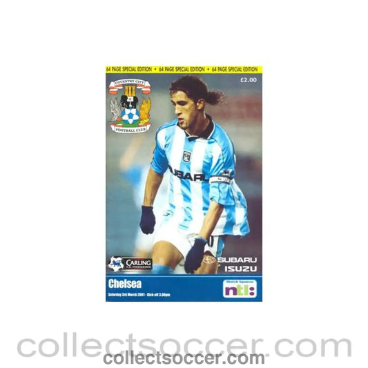 2001 - Coventry City vChelsea official programme 03/03/2001 Premier League - Collect Soccer