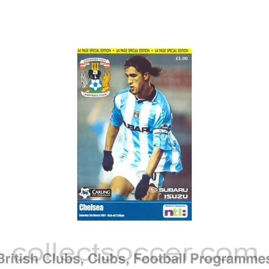 2001 - Coventry City vChelsea official programme 03/03/2001 Premier League