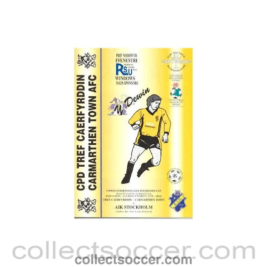2001 - CPD Tref Caerfyrddin Carmarthen Town v AIK Stockholm official programme 16/06/2001