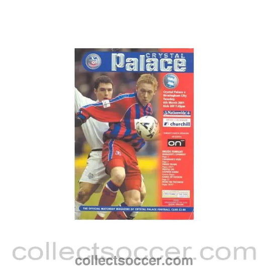 2001 - Crystal Palace v Birmingham City official programme 06/03/2001 - Collect Soccer