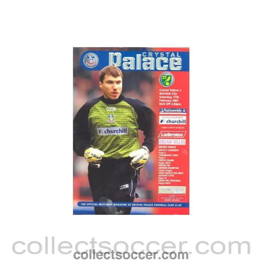 2001 - Crystal Palace v Norwich City official programme 17/02/2001 - Collect Soccer