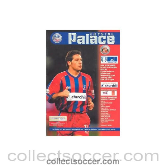 2001 - Crystal Palace v Sunderland official programme 17/01/2001 - Collect Soccer