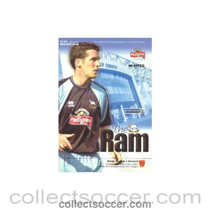 2001 - Derby County v Arsenal official programme 29/09/2001 Premier League
