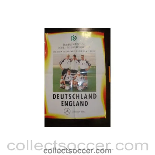 2001 - Germany v England U21 poster 31/08/2001 European Cup Qualifier