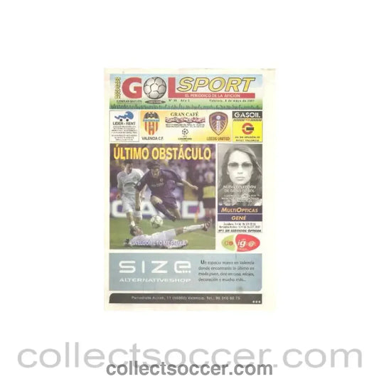 2001 - Gol Sport newspaper covering the match Valencia v Leeds United 08/05/2001