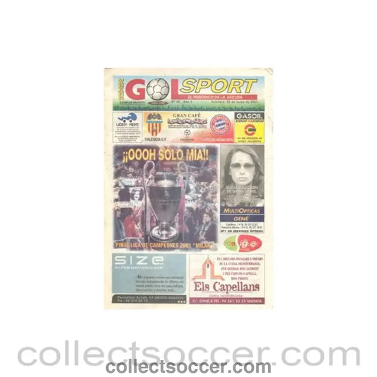 2001 - Gol Sport - Spanish newspaper covering the 2001 Champions League Final Bayerm Munich v Valencia