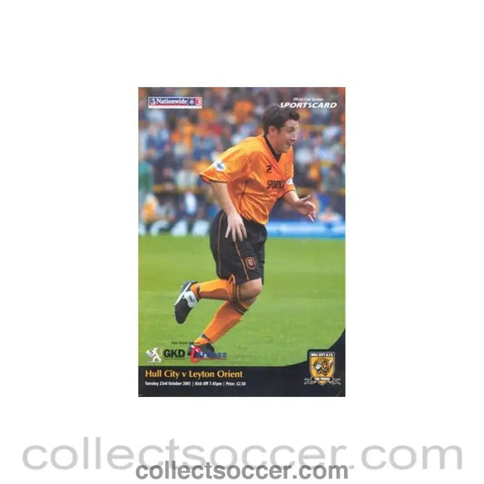 2001 - Hull City v Leyton Orient official programme 23/10/2001 Football League - Collect Soccer