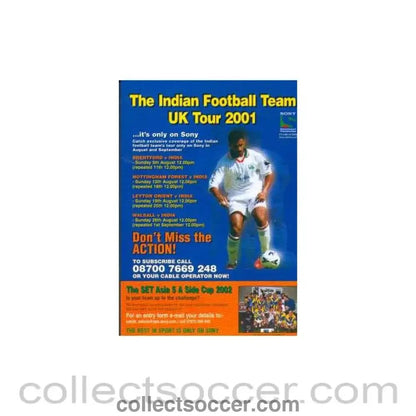 2001 - Indian Football Team UK Tour 2001 leaflet - Collect Soccer