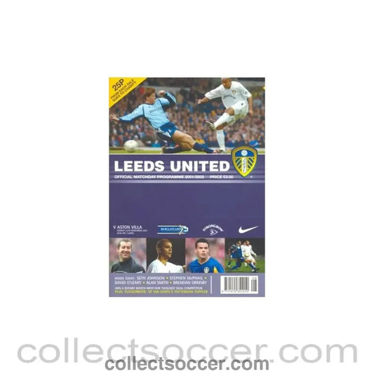 2001 - Leeds United v Aston Villa official programme 25/11/2001 - Collect Soccer