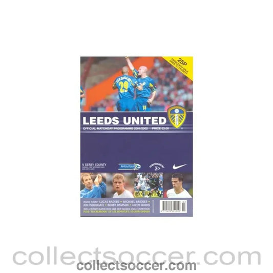2001 - Leeds United v Derby County official programme 23/09/2001 - Collect Soccer