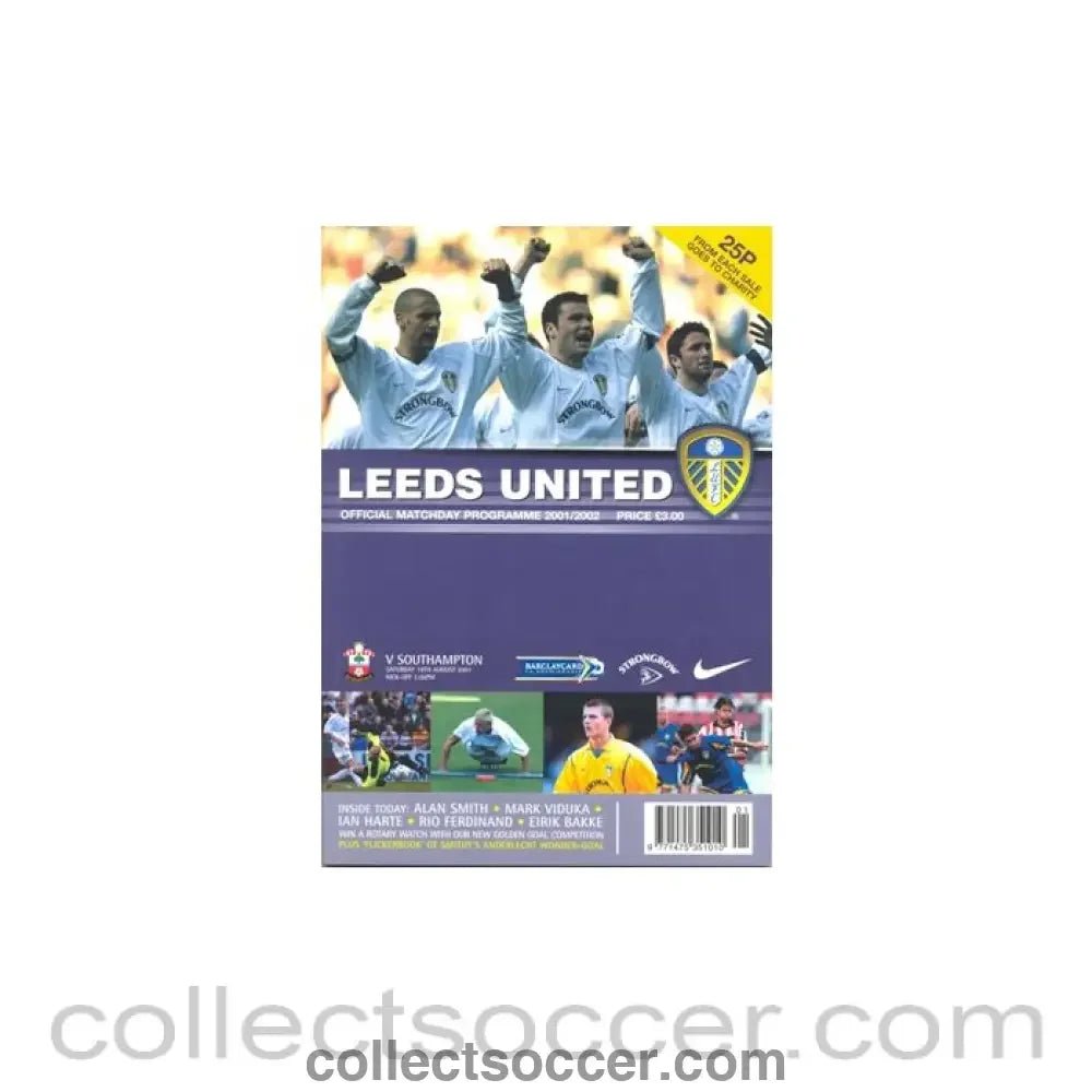 2001 - Leeds United v Southampton official programme 18/08/2001 - Collect Soccer