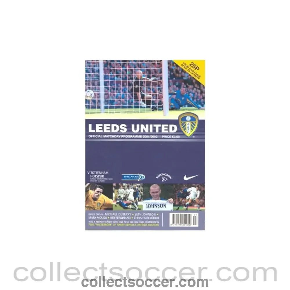 2001 - Leeds United v Tottenham Hotspur official programme 04/11/2001 - Collect Soccer