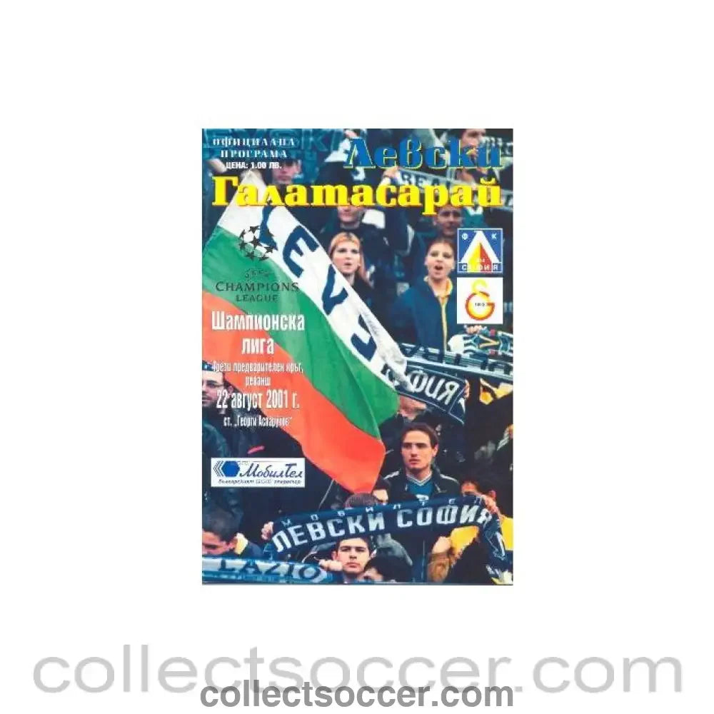 2001 Levski Sofia Bulgaria v Galatasaray official programme 22/08/2001