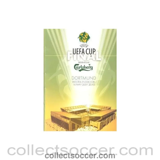2001 Liverpool v Deportivo UEFA Cup Final in Dortmund Germany on 16/05/2001 a set of a TV media pack a teamsheet half