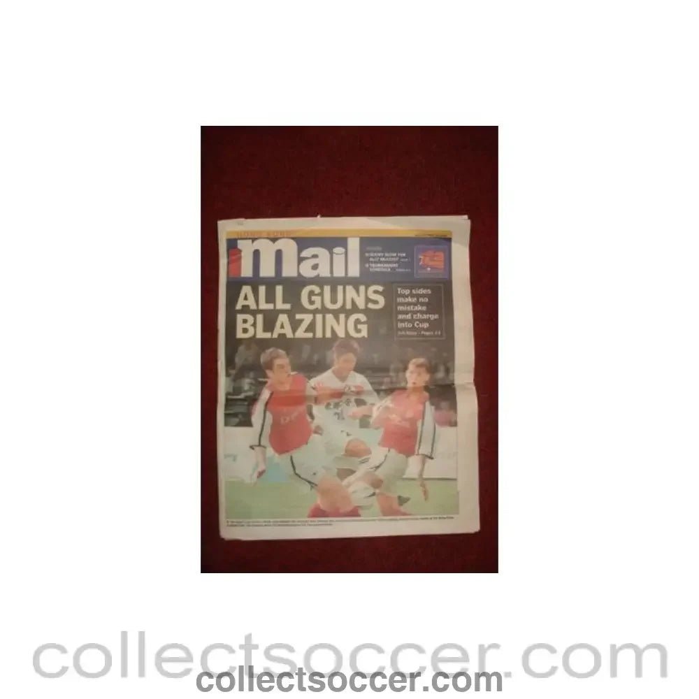 2001 - Mail, Hong Kong newspaper, covering Arsenal in Hong Kons Sevens, titeled All Guns Blazing of 27/05/2001 - Collect Soccer