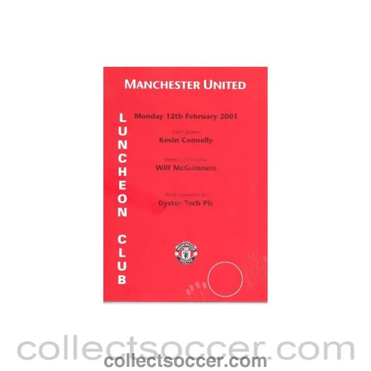 2001 - Manchester United menu 12/02/2001