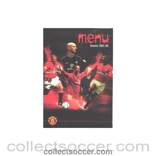 2001 - Manchester United v Fulham menu in cover 19/08/2001