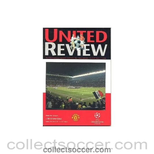 2001 - Manchester United v Sturm Graz, Austria official programme 13/03/2001 - Collect Soccer