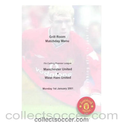 2001 - Manchester United v West Ham United menu 01/01/2001 - Collect Soccer