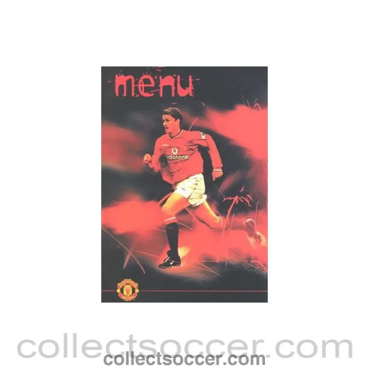 2001 - Manchester United v West Ham United menu in cover 28/01/2001
