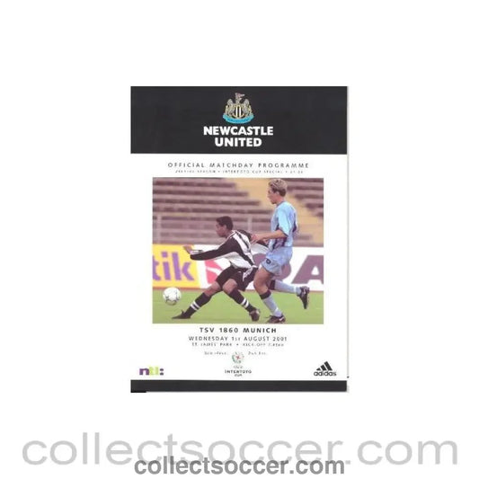 2001 - Newcastle United v TSV 1860 Munich official programme 01/08/2001 Intertoto Cup - Collect Soccer