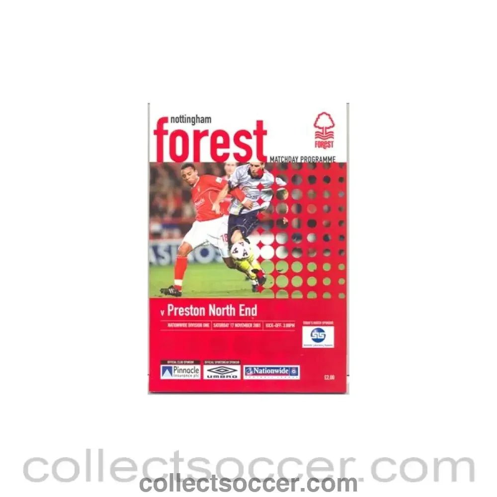 2001 - Nottingham Forest v Preston North End official programme 17/11/2001 - Collect Soccer