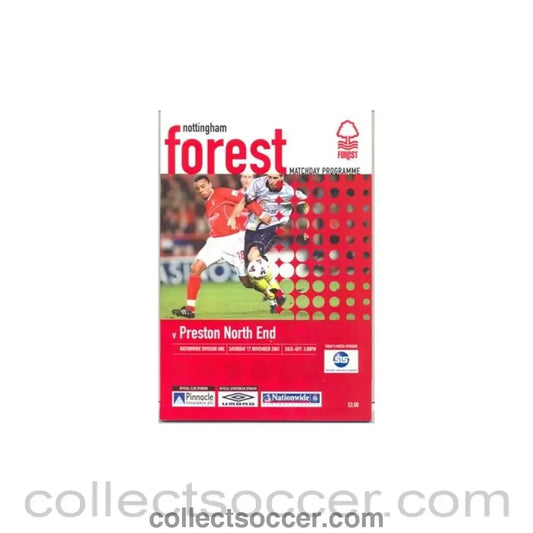 2001 - Nottingham Forest v Preston North End official programme 17/11/2001 - Collect Soccer