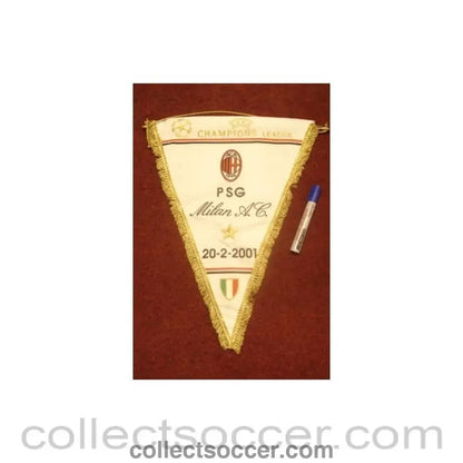 2001 - Paris Saint-Germain v Milan pennant 20/02/2001 UEFA Champions League - Collect Soccer