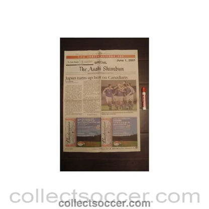 2001 - The Asahi Shimbun - Japanese leading newspaper, covering the 2001 Confederations Cup 01/06/2001 - Collect Soccer