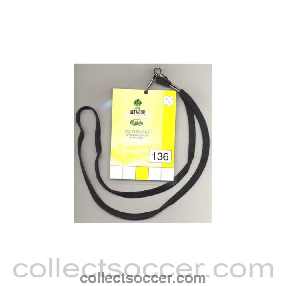 2001 UEFA Cup Final press pass - Collect Soccer