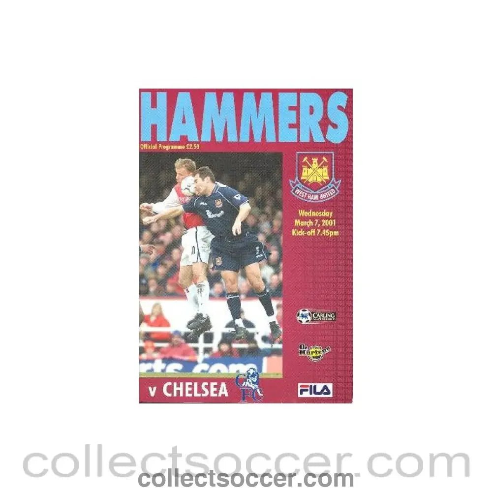 2001 - West Ham United vChelsea official programme 07/03/2001 Premier League - Collect Soccer