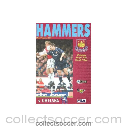 2001 - West Ham United vChelsea official programme 07/03/2001 Premier League - Collect Soccer