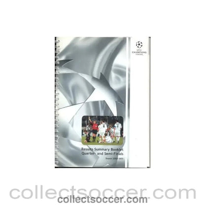 2002-2003 Champions League Results Summary Booklet Quarter and Semi-Finals - Collect Soccer