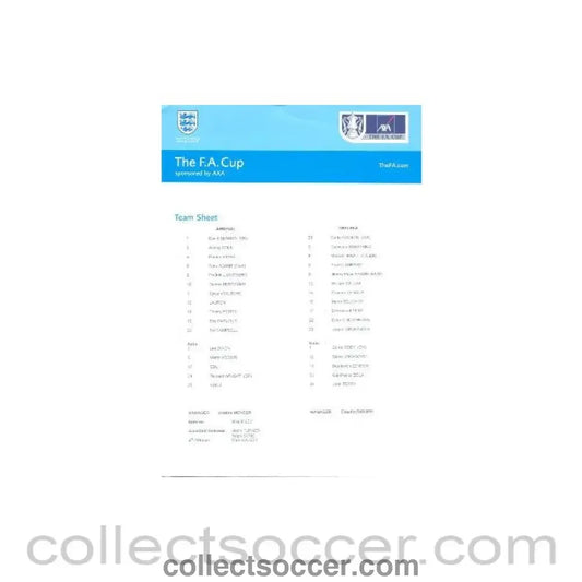 2002 - Arsenal v Chelsea official colour printed teamsheet 04/05/2002 FA Cup Final match played in Cardiff