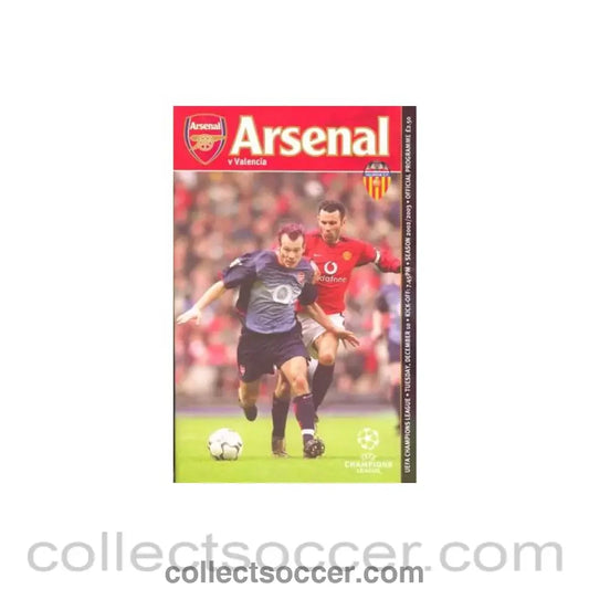 2002 - Arsenal v Valencia official programme 10/12/2002 Champions League