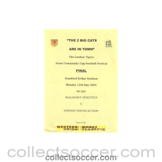 2002 - AtChelsea Beumont Athletics v Stepney Youth Action official programme 2002-2003 The London Tigers Asian